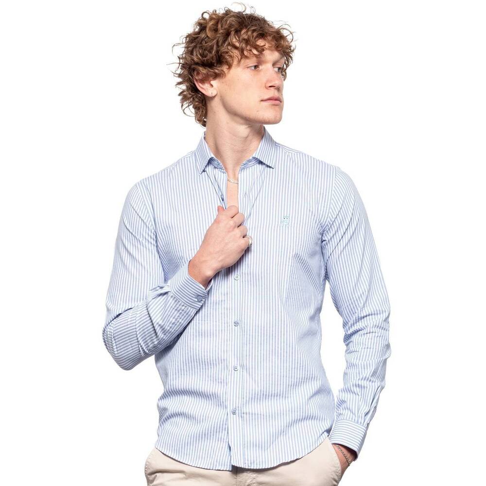 NEW EIGHT X frog striped button down shirt in blue